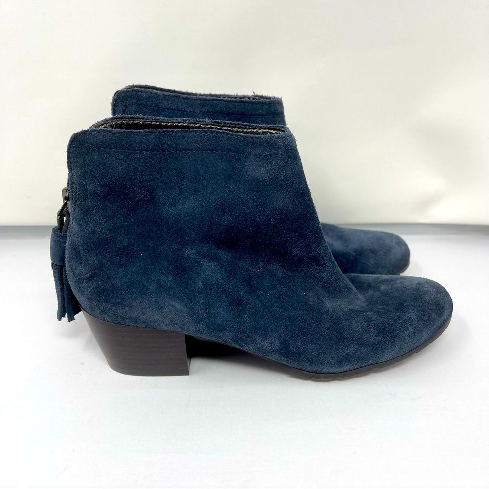 Kenneth Cole Reaction Womens Pil Age Ankle Booties Navy Blue Leather Zip 6.5 M - Picture 1 of 7